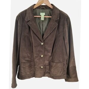 L.L. Bean Chocolate Brown Corduroy‎ Equestrian Blazer Jacket 20 Petite XL